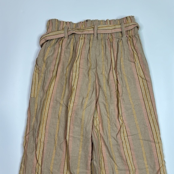 American Eagle Linen Blend Stretch Waist Striped Wide Leg Pants Medium NWOT - Picture 5 of 14